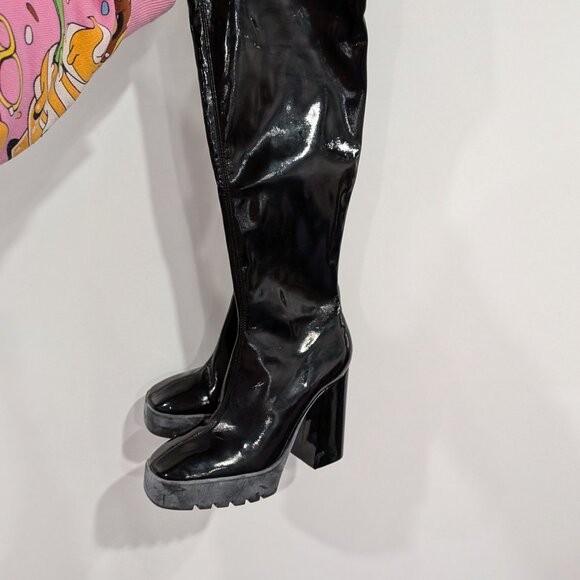 Schutz Darlyn Pleather Over the Knee Boots Black Size 7.5 - Picture 4 of 8
